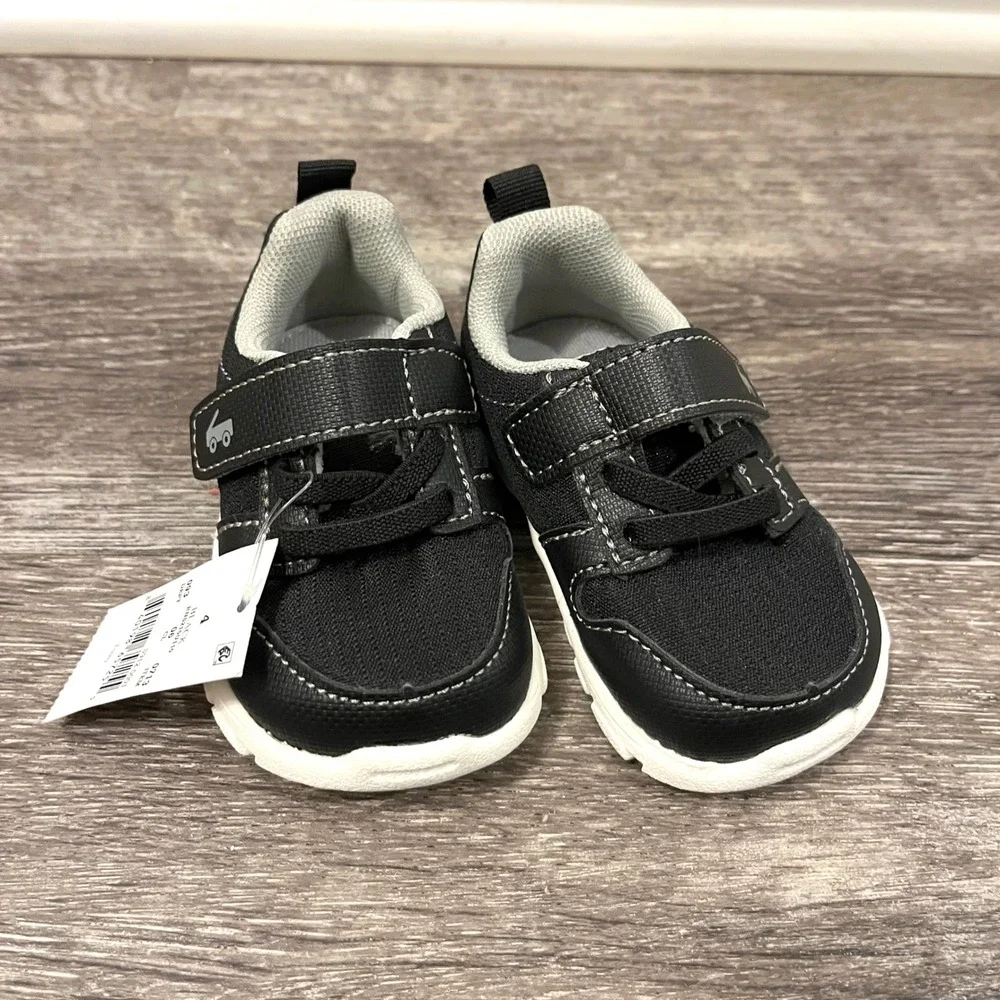 See Kai Run Basics Tenny Black Hook and Loop Sneakers Kids Size 4 NWT